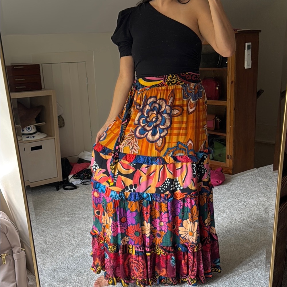 Farm Tio tiered wrap Maxi Skirt Anthropologie